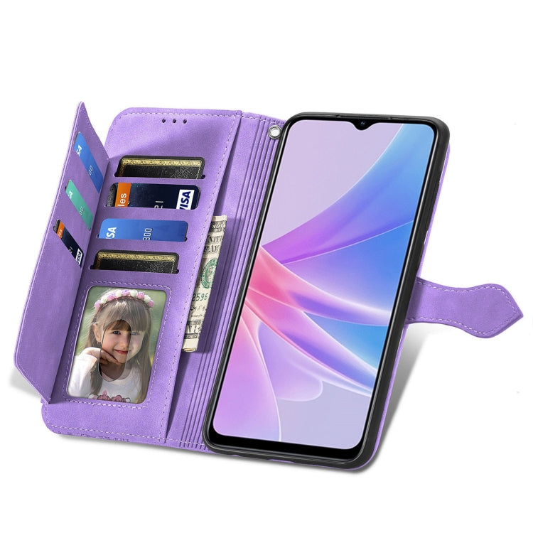 For OPPO A78 5G Embossed Flower Zipper Leather Phone Case