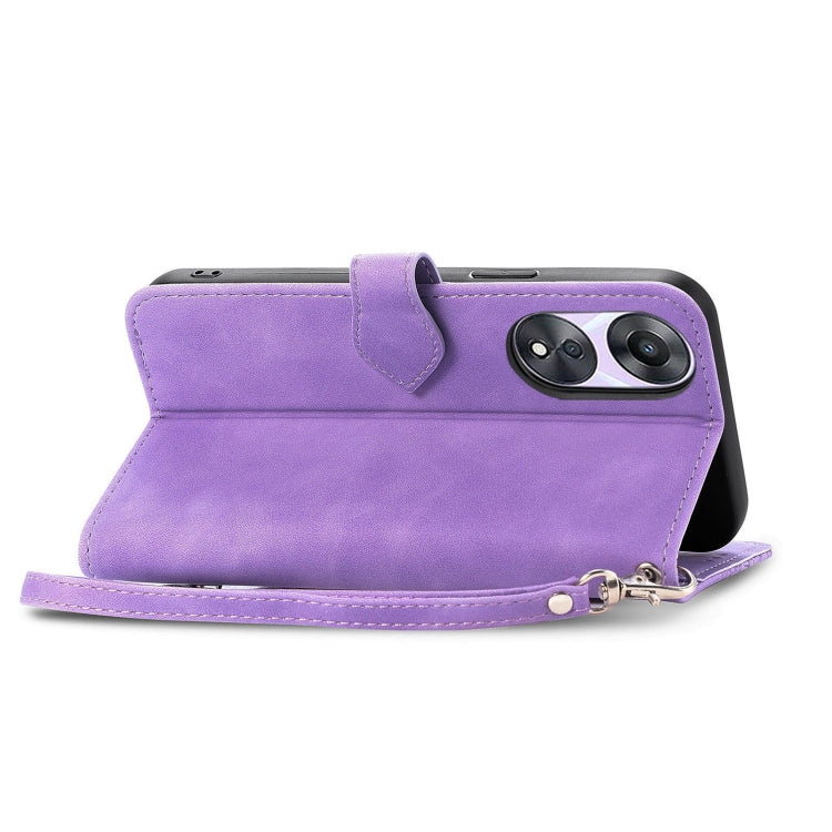 For OPPO A78 5G Embossed Flower Zipper Leather Phone Case