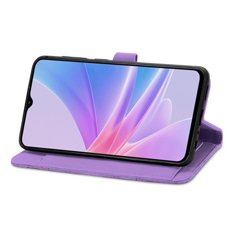 For OPPO A78 5G Embossed Flower Zipper Leather Phone Case