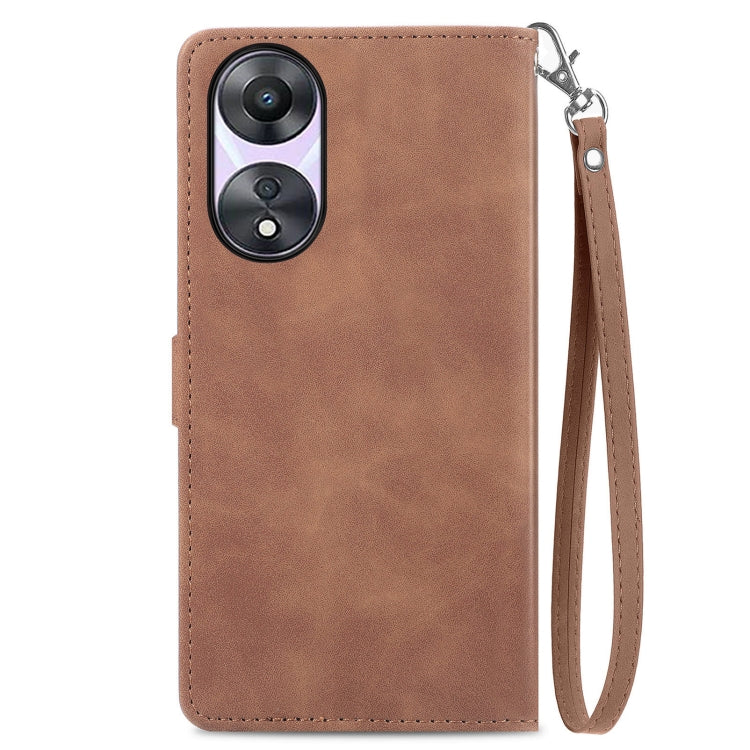 For OPPO A78 5G Embossed Flower Zipper Leather Phone Case