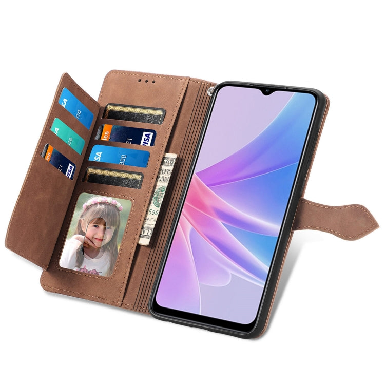 For OPPO A78 5G Embossed Flower Zipper Leather Phone Case
