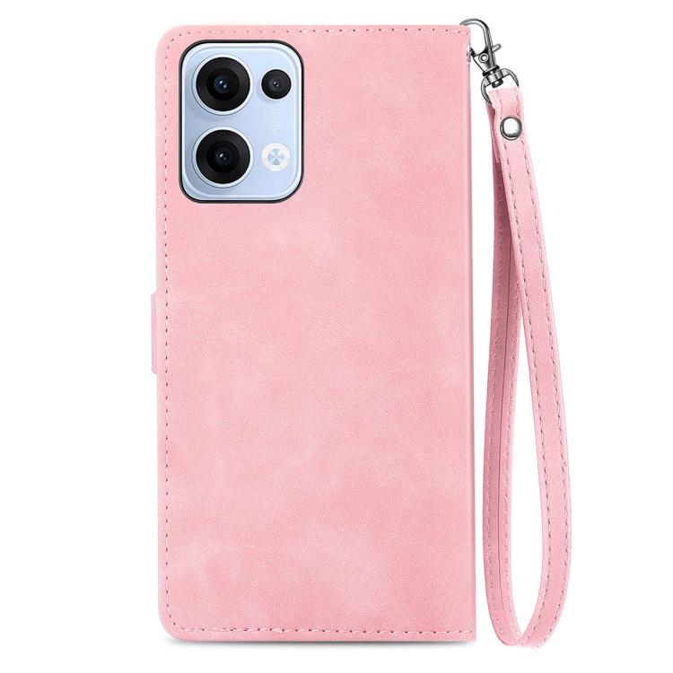 For OPPO Reno13 Embossed Flower Zipper Leather Phone Case
