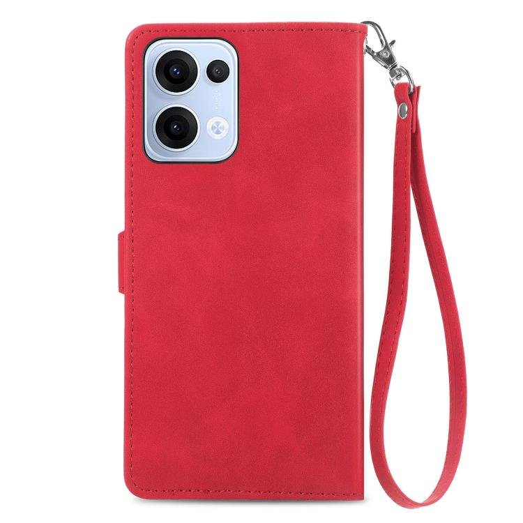 For OPPO Reno13 Embossed Flower Zipper Leather Phone Case