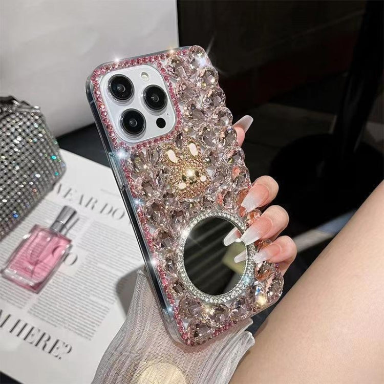 For iPhone 15 Pro Max Diamond Mirror Rabbit Handmade PC Phone Case
