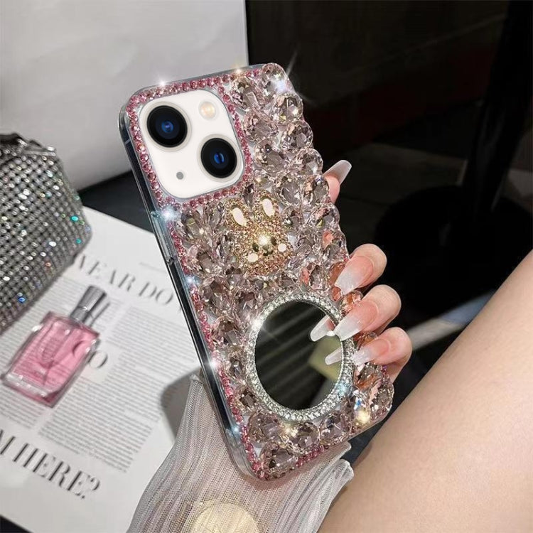 For iPhone 14 Diamond Mirror Rabbit Handmade PC Phone Case