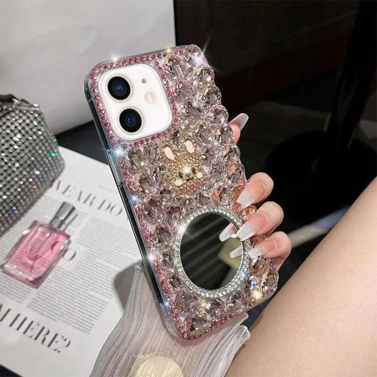 For iPhone 12 mini Diamond Mirror Rabbit Handmade PC Phone Case