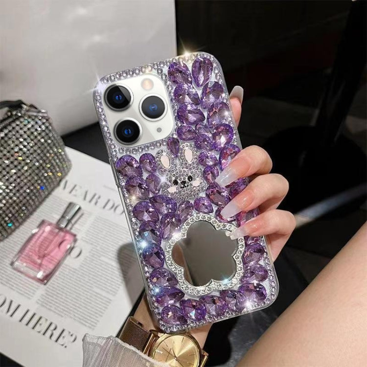 For iPhone 11 Pro Max Diamond Mirror Rabbit Handmade PC Phone Case