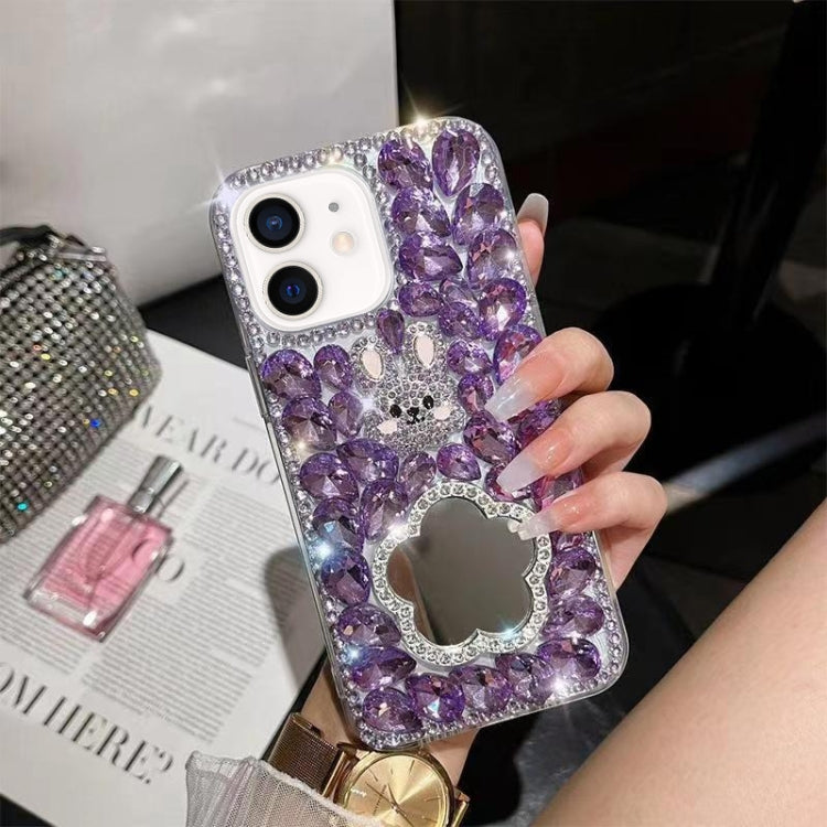 For iPhone 11 Diamond Mirror Rabbit Handmade PC Phone Case