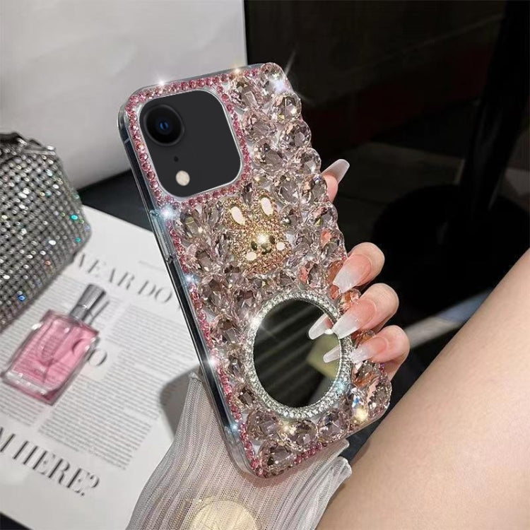For iPhone XR Diamond Mirror Rabbit Handmade PC Phone Case