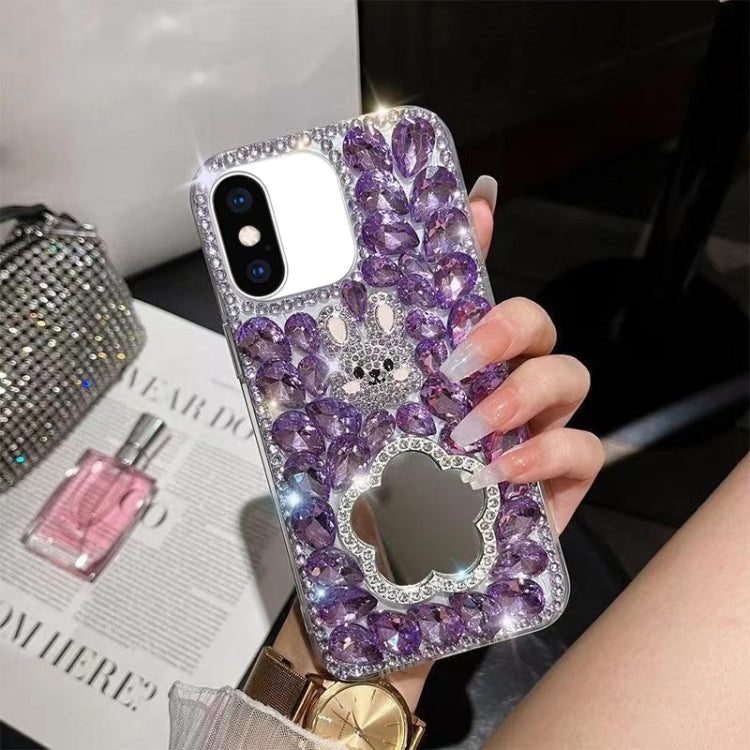 For iPhone XS Max Diamond Mirror Rabbit Handmade PC Phone Case