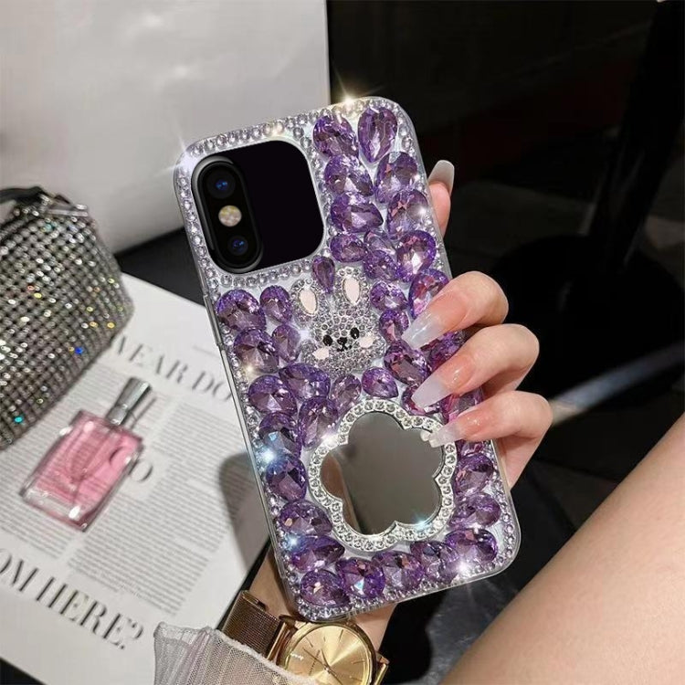 For iPhone X / XS Diamond Mirror Rabbit Handmade PC Phone Case