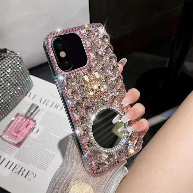 For iPhone X / XS Diamond Mirror Rabbit Handmade PC Phone Case