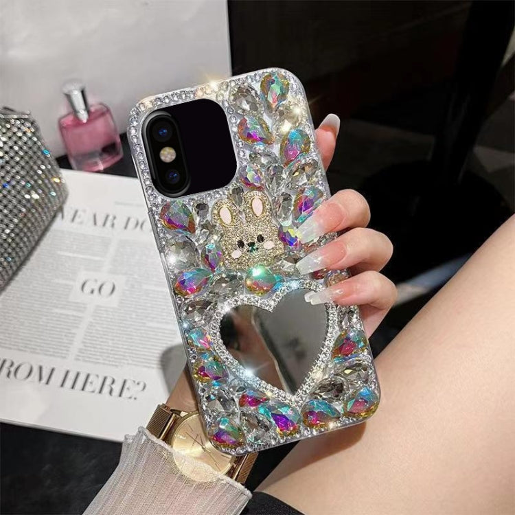 For iPhone X / XS Diamond Mirror Rabbit Handmade PC Phone Case