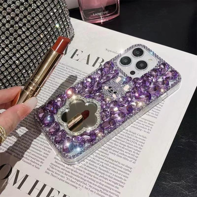 For iPhone 15 Diamond Mirror Rabbit Handmade PC Phone Case