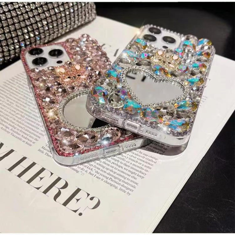 For iPhone 15 Pro Max Diamond Mirror Rabbit Handmade PC Phone Case
