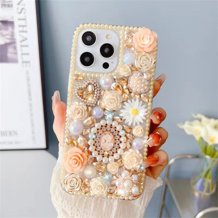 For iPhone 13 Pro Max Diamond Inlaid Rose PC Phone Case