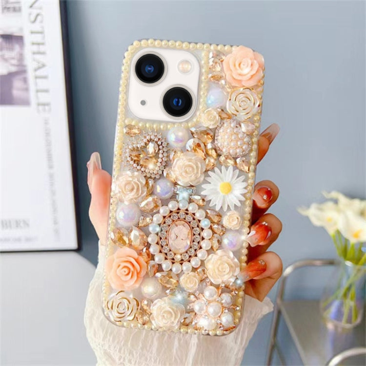 For iPhone 13 Diamond Inlaid Rose PC Phone Case