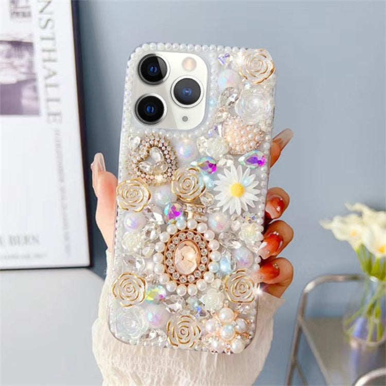 For iPhone 11 Pro Max Diamond Inlaid Rose PC Phone Case