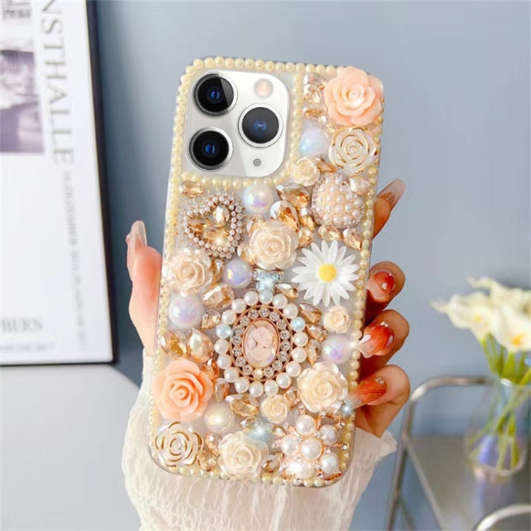 For iPhone 11 Pro Max Diamond Inlaid Rose PC Phone Case