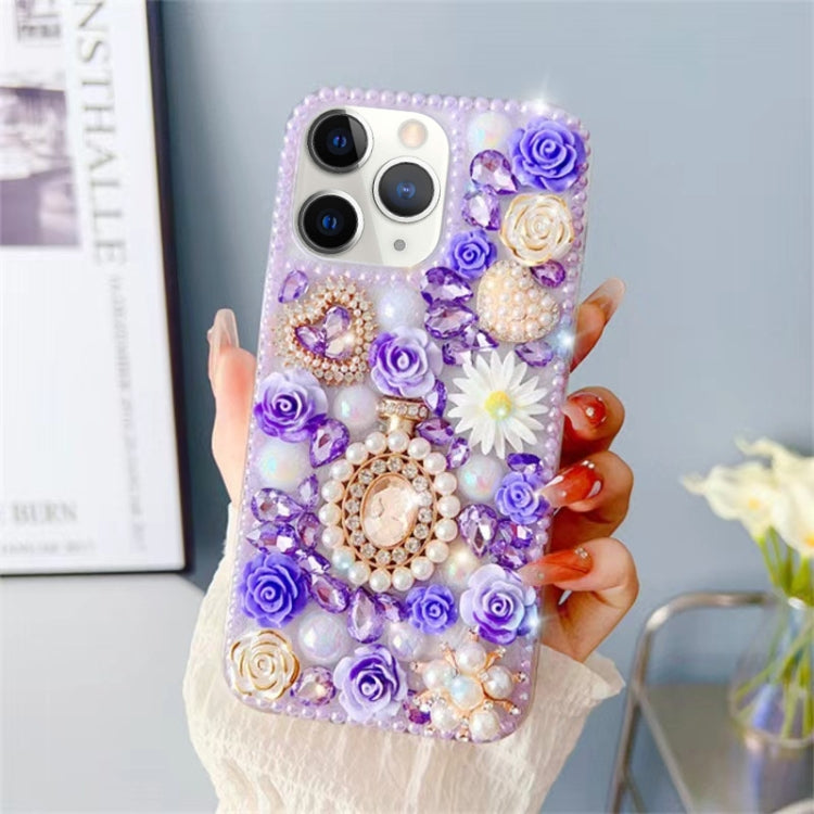 For iPhone 11 Pro Max Diamond Inlaid Rose PC Phone Case