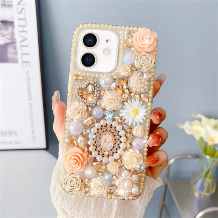For iPhone 11 Diamond Inlaid Rose PC Phone Case