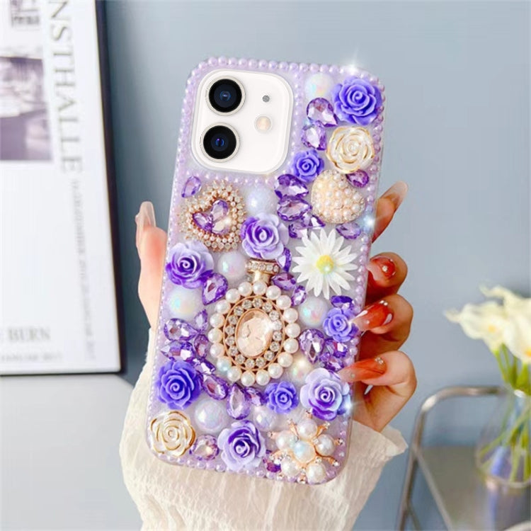 For iPhone 11 Diamond Inlaid Rose PC Phone Case