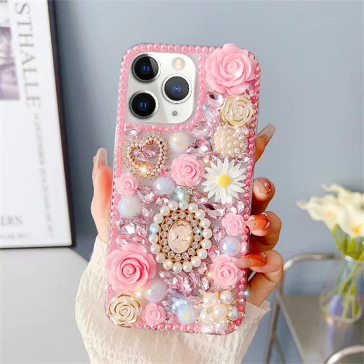 For iPhone 11 Pro Diamond Inlaid Rose PC Phone Case