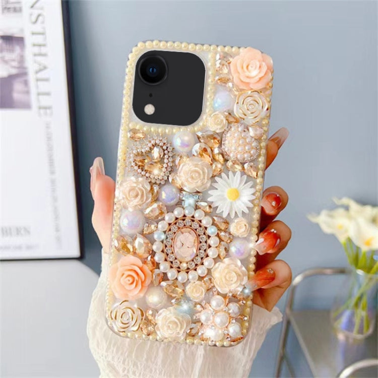 For iPhone XR Diamond Inlaid Rose PC Phone Case