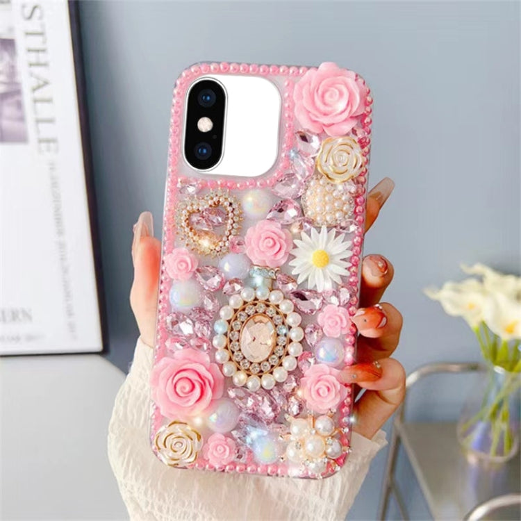For iPhone XS Max Diamond Inlaid Rose PC Phone Case
