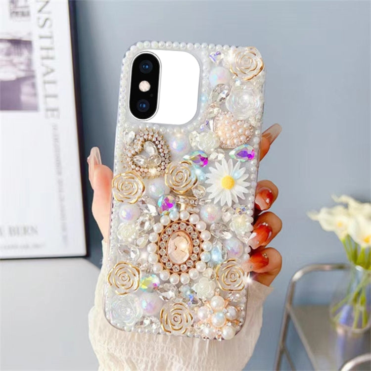 For iPhone XS Max Diamond Inlaid Rose PC Phone Case
