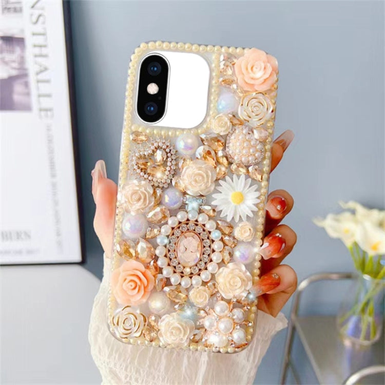 For iPhone XS Max Diamond Inlaid Rose PC Phone Case