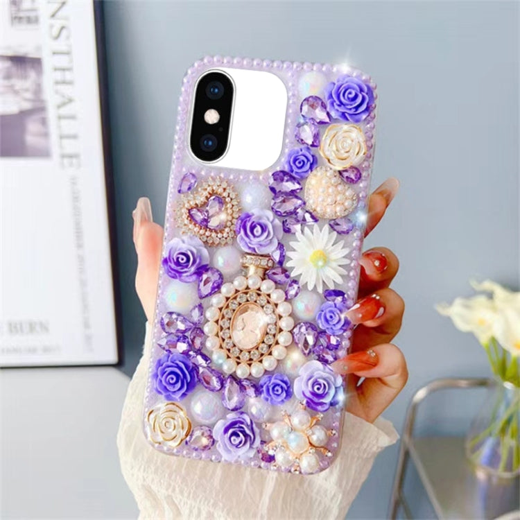 For iPhone XS Max Diamond Inlaid Rose PC Phone Case