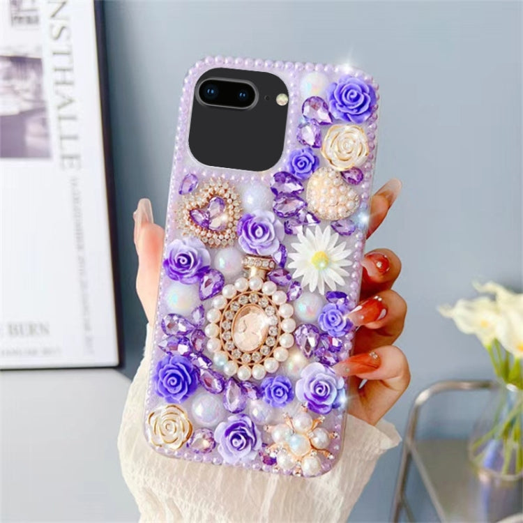 For iPhone 7 Plus / 8 Plus Diamond Inlaid Rose PC Phone Case