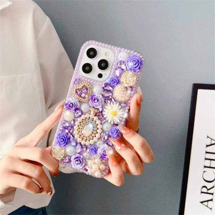 For iPhone 12 Pro Diamond Inlaid Rose PC Phone Case