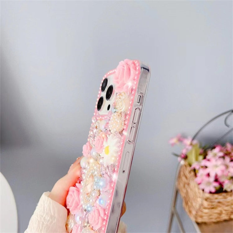 For iPhone 13 Diamond Inlaid Rose PC Phone Case