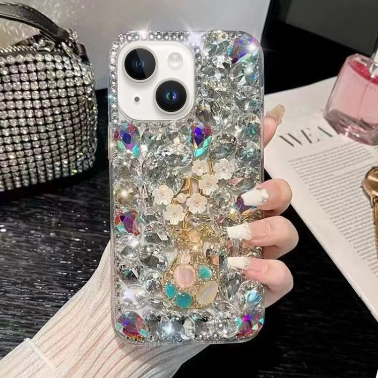 For iPhone 14 Plus Plum Blossom Handmade Diamond Inlay PC Phone Case