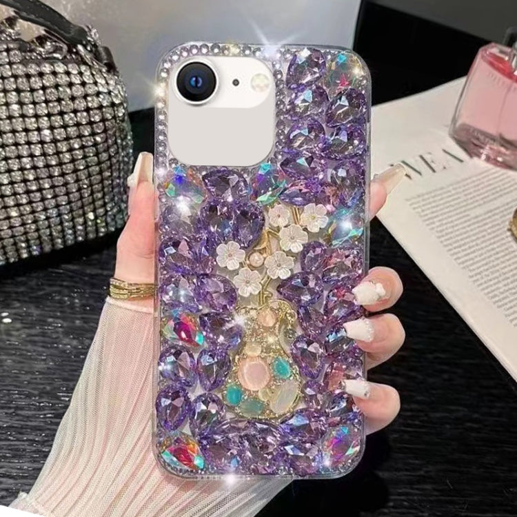 For iPhone SE 2022 /  7 / 8  Plum Blossom Handmade Diamond Inlay PC Phone Case