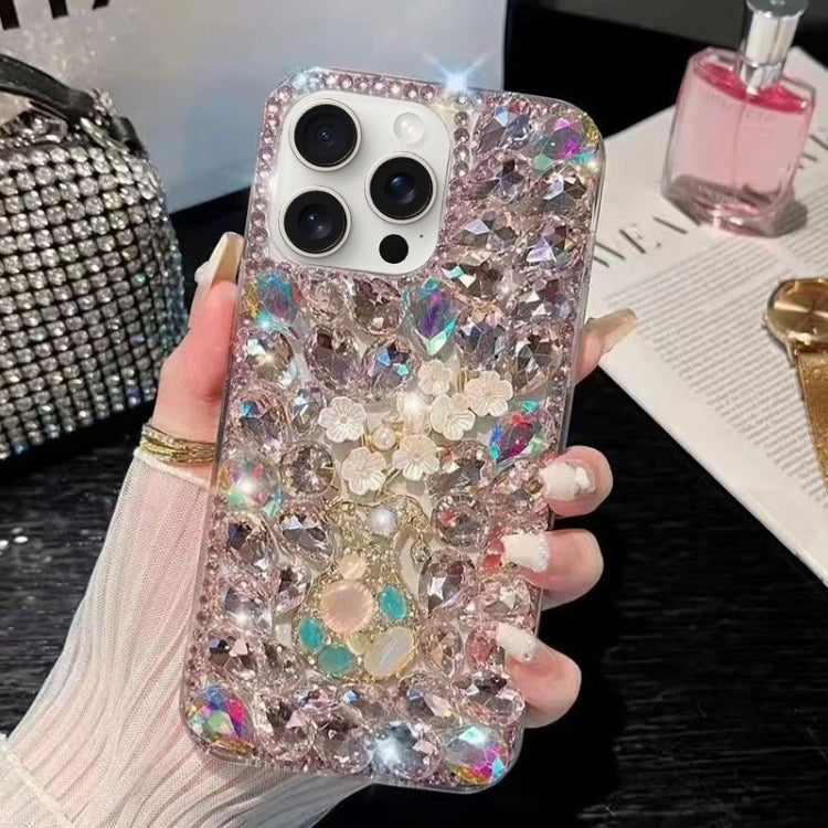 For iPhone 11 Pro Max Plum Blossom Handmade Diamond Inlay PC Phone Case