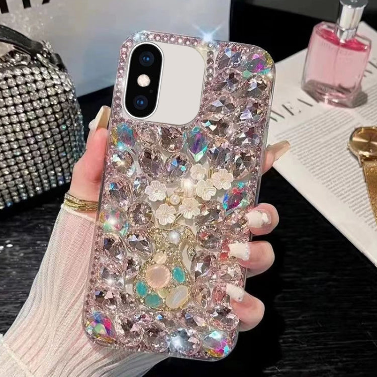 For iPhone XS Max Plum Blossom Handmade Diamond Inlay PC Phone Case