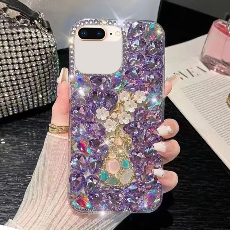 For iPhone 7 Plus / 8 Plus Plum Blossom Handmade Diamond Inlay PC Phone Case