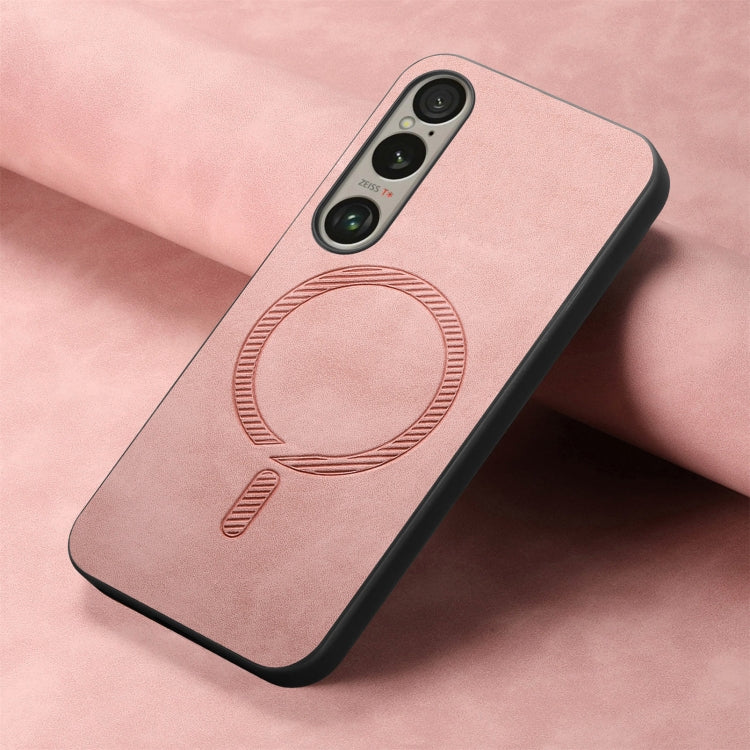 For Sony Xperia 5 V Retro Magsafe Magnetic PU Back Cover Phone Case