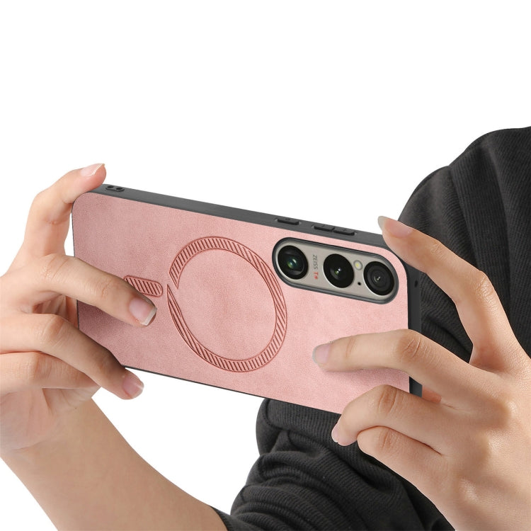 For Sony Xperia 5 V Retro Magsafe Magnetic PU Back Cover Phone Case