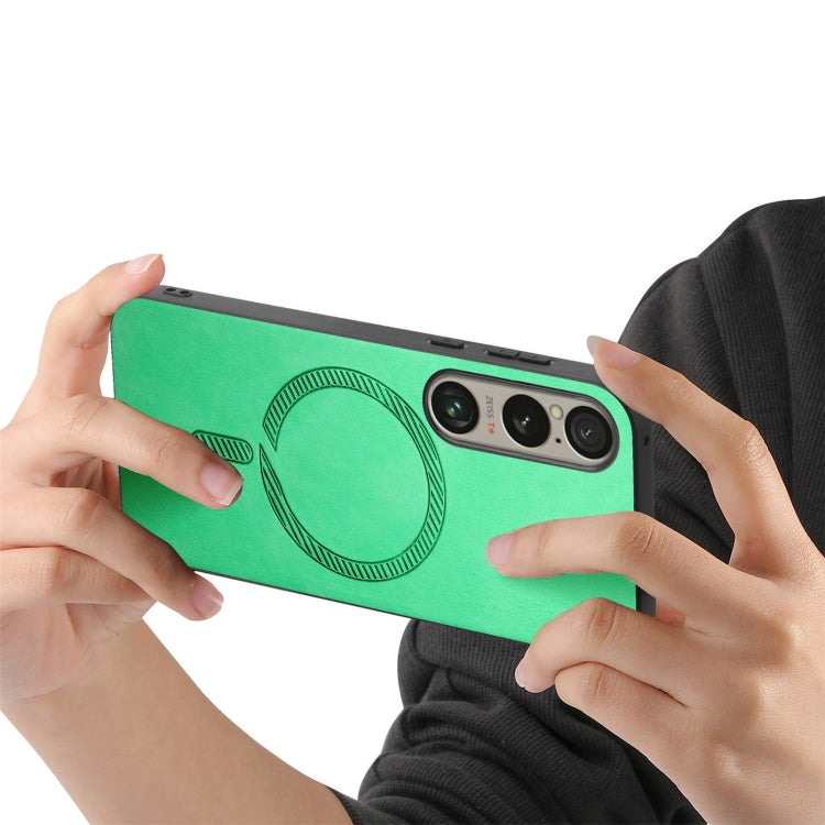 For Sony Xperia 5 V Retro Magsafe Magnetic PU Back Cover Phone Case