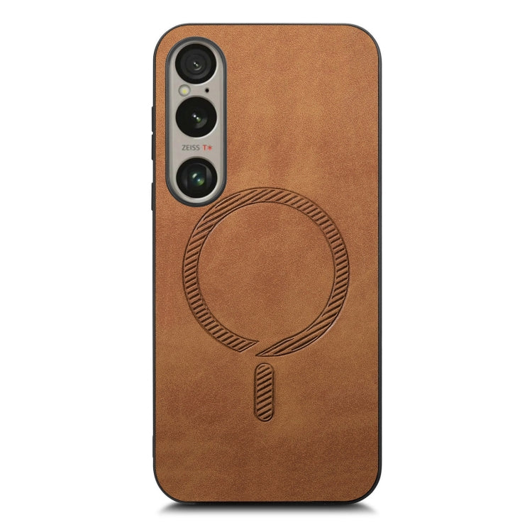 For Sony Xperia 5 V Retro Magsafe Magnetic PU Back Cover Phone Case