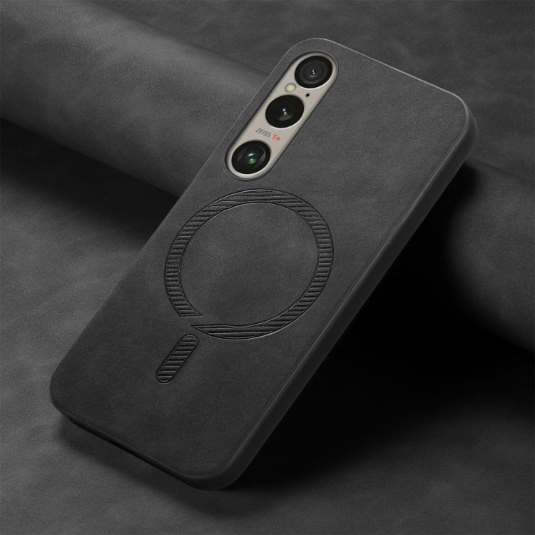 For Sony Xperia 5 V Retro Magsafe Magnetic PU Back Cover Phone Case