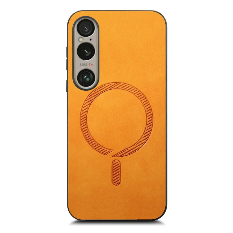 For Sony Xperia 1 V Retro Magsafe Magnetic PU Back Cover Phone Case