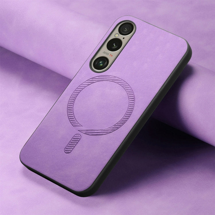 For Sony Xperia 1 V Retro Magsafe Magnetic PU Back Cover Phone Case