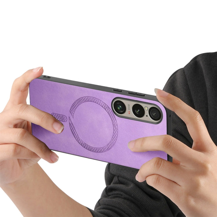 For Sony Xperia 1 V Retro Magsafe Magnetic PU Back Cover Phone Case