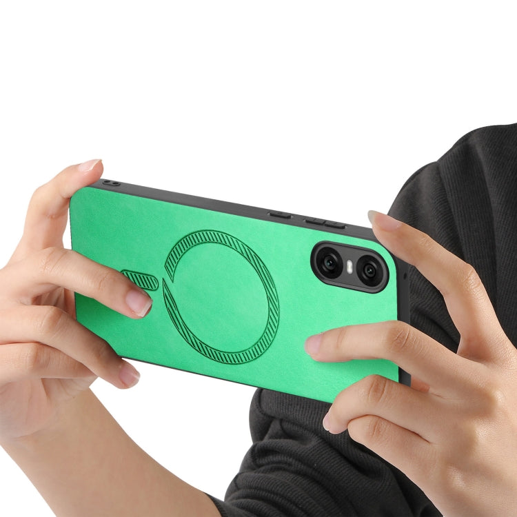 For Sony Xperia 10 V Retro Magsafe Magnetic PU Back Cover Phone Case