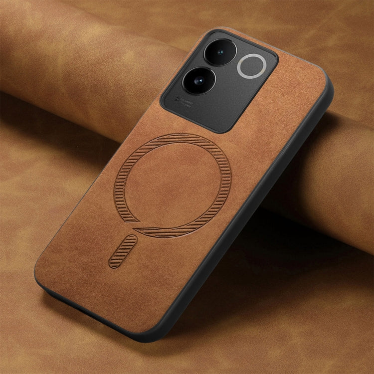 For vivo S17e Retro Magsafe Magnetic PU Back Cover Phone Case